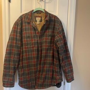 LL Bean Slightly Fitted, Fleece Lined Flannel,  Size Med-Reg